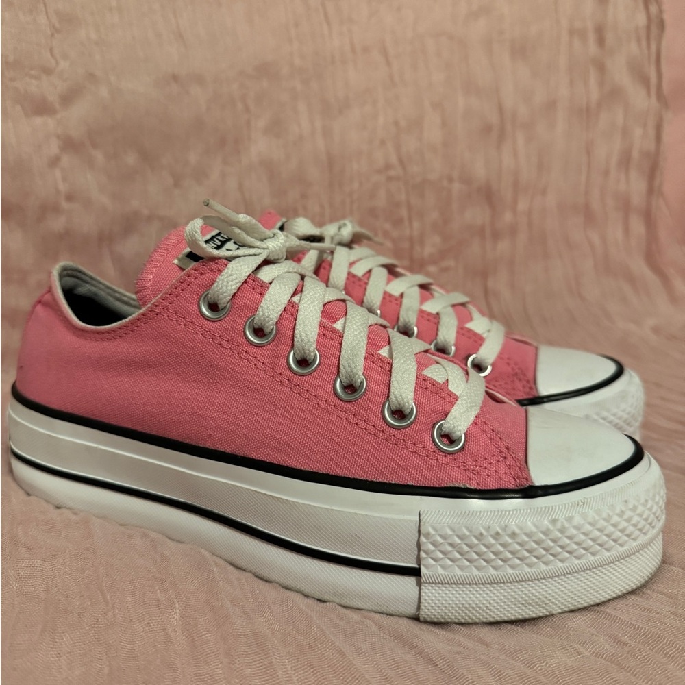 Converse Pink Canvas Platform Sneakers